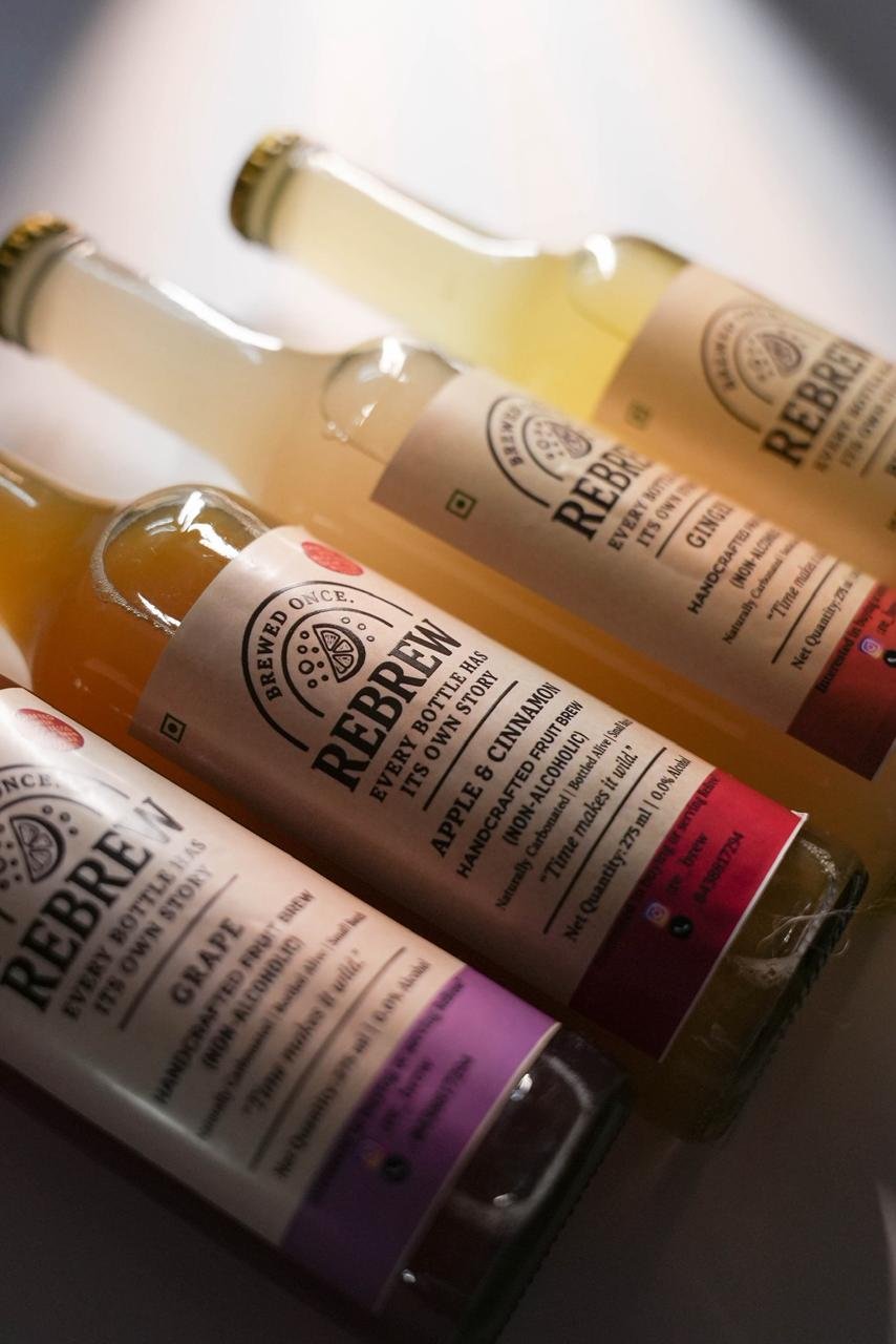 ReBrew bottles with handcrafted labels